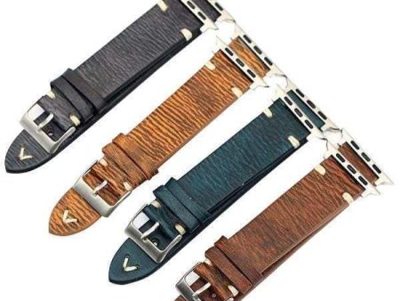 Apple Watch band tooled leather, vintage Retro Waterproof strap Series 1 2 3 4  44mm, 40mm, 42mm, 38mm For Cheap