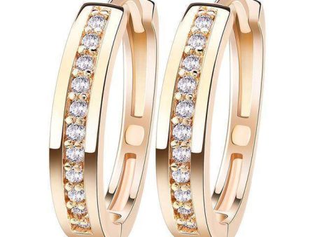 Trendy Champagne Gold and Silver Color Cubic Zirconia Simple Item Female Earrings Hoop Jewelry For Cheap