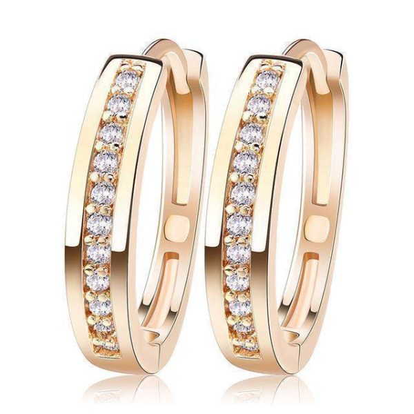 Trendy Champagne Gold and Silver Color Cubic Zirconia Simple Item Female Earrings Hoop Jewelry For Cheap