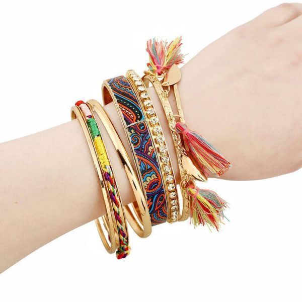 Boho charms tribal ethnic bangle tassel bracelet & bangles Supply