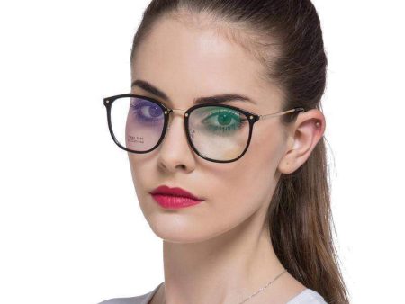 Oversize Computer Glasses Frame, Blue light protection Women Transparent Lens Big Eyeglass TR90 Metal Eyewear Vintage Spectacles Black For Cheap