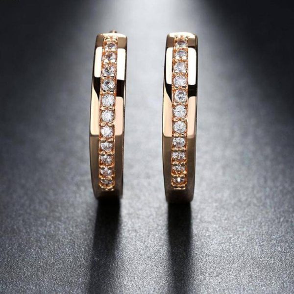 Trendy Champagne Gold and Silver Color Cubic Zirconia Simple Item Female Earrings Hoop Jewelry For Cheap