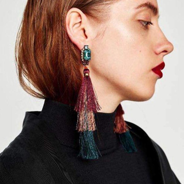 New Design Fashion Long Tassel Earrings Bohemian Wedding Jewelry Statement Hot Sale Dangle Drop Earring for Women Fashion