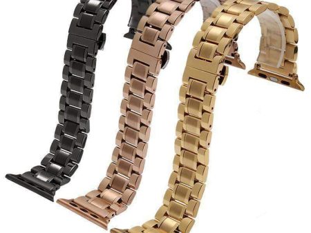 Stainless Steel Watchbands Black Gold Bracelet w  Adapter Series 7 6 5 Online Hot Sale