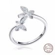 Butterfly Adjustable Rings - Austrian Cubic Zirconia, Silver Online Hot Sale