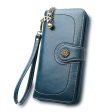 Wallets for Women Clutch Purses iPhone, Vintage Oil Wax Leather Wallets Long Purse Phone Pouch Zipper Online now