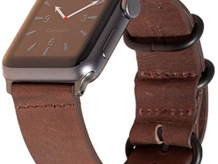 Carterjett Leather Apple Watch Band in Vintage Brown For Sale