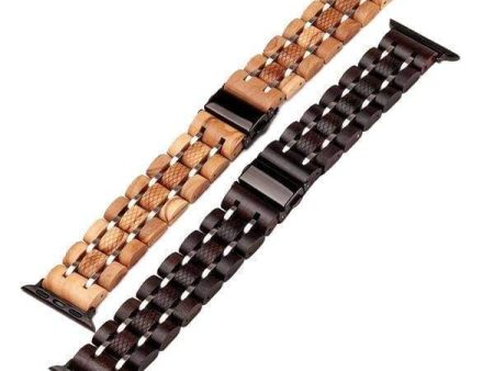 Apple Watch Wood Watchband Stainless Steel Series 7 6 5 Wrist Strap Online Sale