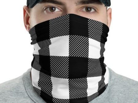 Black & white checkered washable reusable Face mask fabric print neck gaiter bandana unisex cover scarf Online