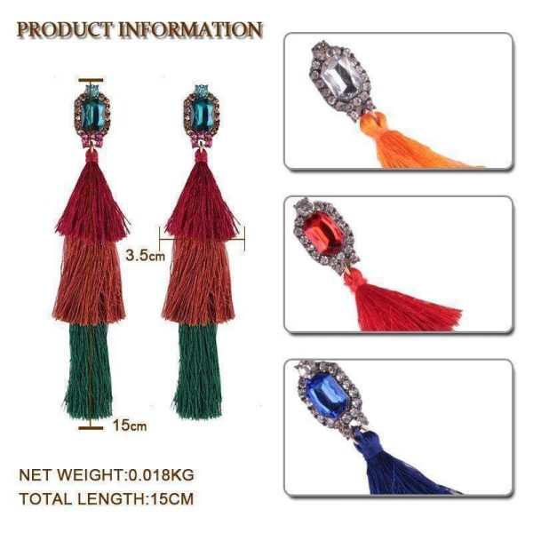 New Design Fashion Long Tassel Earrings Bohemian Wedding Jewelry Statement Hot Sale Dangle Drop Earring for Women Fashion