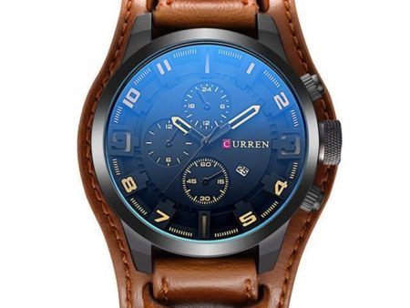 Mens Watch, Military Tactical sports Blue glass -  Casual Quartz Wristwatch,  Leather Waterproof Supply