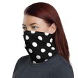 Black white polka swiss dots  designer neck gaiters face mask covers, Tube scarf, Balaclava Beanie, Bandana Headband Gift for her girl women Online Sale