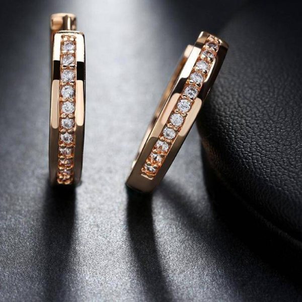 Trendy Champagne Gold and Silver Color Cubic Zirconia Simple Item Female Earrings Hoop Jewelry For Cheap