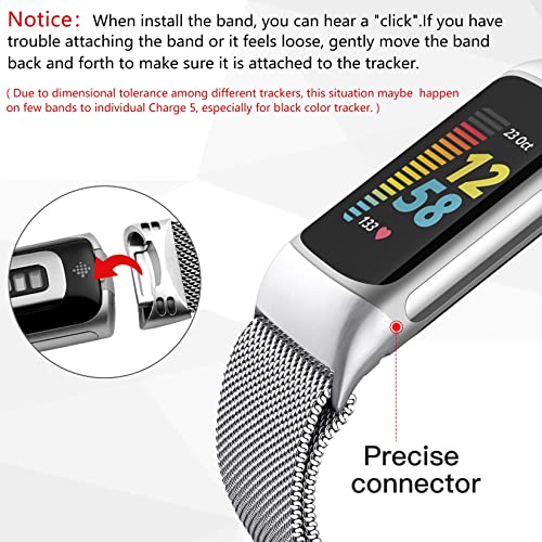 Stainless Steel Mesh Magnetic Strap Compatible with Fitbit Charge 5 Fashion