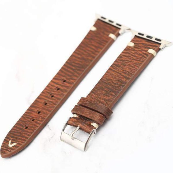 Apple Watch band tooled leather, vintage Retro Waterproof strap Series 1 2 3 4  44mm, 40mm, 42mm, 38mm For Cheap