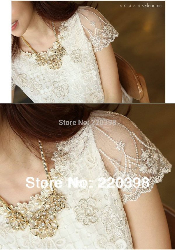 fashion Summer New Offer women s chiffon shirt lace top beading embroidery o-neck  Women s Blouses Blouse  S-XXXL  d338A31 (US 2-16) Online Hot Sale