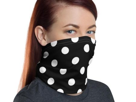 Black white polka swiss dots  designer neck gaiters face mask covers, Tube scarf, Balaclava Beanie, Bandana Headband Gift for her girl women Online Sale