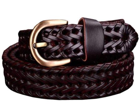 Genuine Cow leather Woman Braided belts width 2.5cm Online