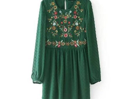 Floral Embroidery long shirt   Mini Dress (US 4 -10) For Cheap