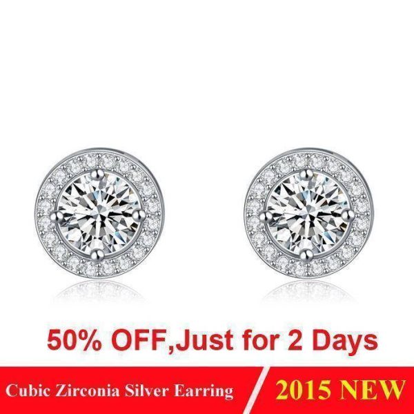 Silver Color Earring Stud with 0.75 ct Hearts and Arrows Cut AAA Cubic Zirconia Fashion Earring Jewelry OE104 Sale