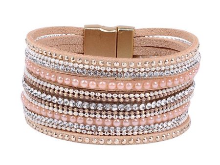 natural crystal bracelet luxury exclusive design genuine leather statement bangles for women with magic closure jewelry Online