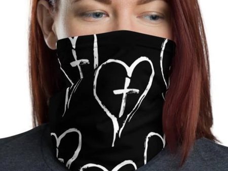 12 in 1 Adult heart cross black Face cover, Blessed Neck Gaiter Scarf, Unisex Head wear Washable mask Bandanna Balaclava - US Fast Shipping Online Hot Sale