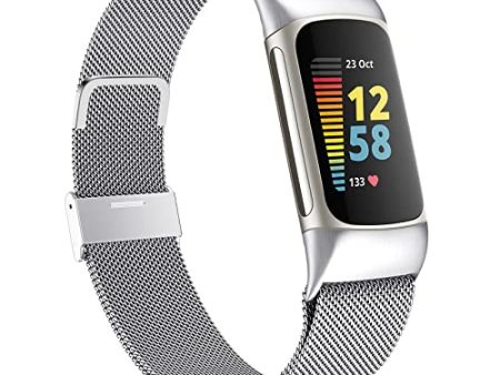 Stainless Steel Mesh Magnetic Strap Compatible with Fitbit Charge 5 Fashion