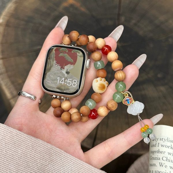 Sandalwood beads for Apple watch bracelet Online Sale