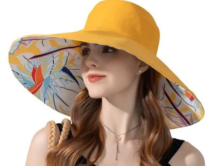 18cm Large Brim Women Sun Hat Luxury Double Sided Wearable Plant Printing Cotton Bucket Cap Light Breathable Summer Top Hat Online