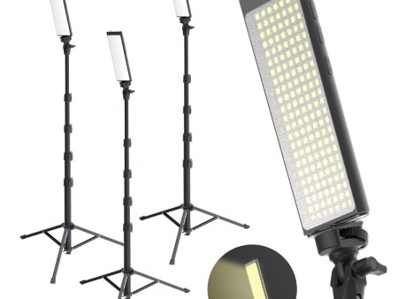 PRO3 - Three Point Lighting Set - Three 180 LED Lights & Three Pro Stands Kit For Discount