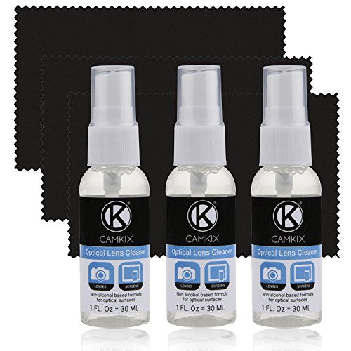 Lens & Screen Cleaning Kit - 3 Spray Bottles, 3 Cloths Supply