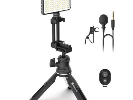 The Instructor - Professional Vlogging Kit (Includes Microphone, LED Light, Tripod & Phone Holder) Online Hot Sale