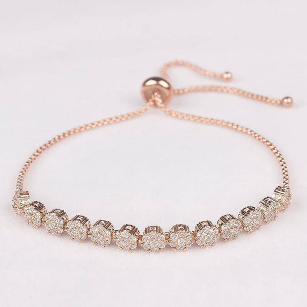 SALE! Flower Shape Cubic Zirconia Crystal Adjustable CZ Zircon Bracelets For Cheap