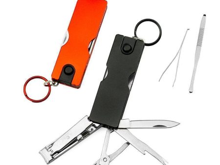 Mini Beauty Keychain Swiss Knife LED Lights Nail Clippers Earpick Scissors, Eyebrow Tweezers Pocket Multifunction Hand Tools Online Hot Sale