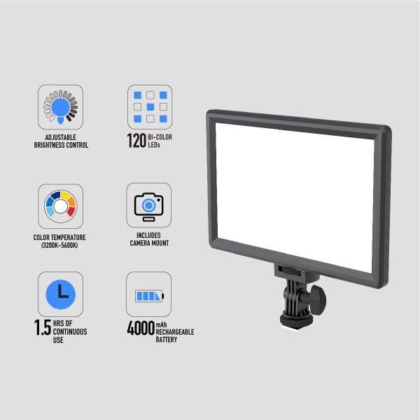 Ultra-Slim 120 LED Soft Video Light (15W) with LCD Display, Dimmable Brightness & Adjustable Cheap