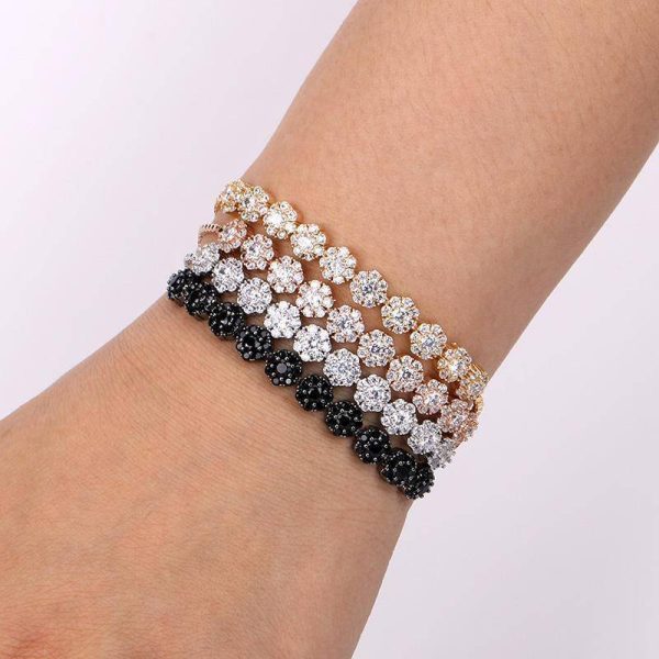 SALE! Flower Shape Cubic Zirconia Crystal Adjustable CZ Zircon Bracelets For Cheap