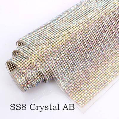 SS8 (2.5mm)  SS6 (2mm) 24x 40cm Glass Rhinestone Trim, Hotfix Strass Crystal Mesh Supply