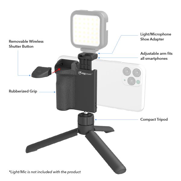 Hand-Held Pocket Grip Stabilizer with Removable Wireless Shutter Remote Discount