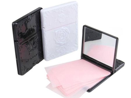 One of a kind, refillable Mirror with 50 Pcs oil blotting paper Online Sale