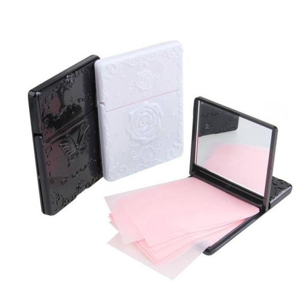 One of a kind, refillable Mirror with 50 Pcs oil blotting paper Online Sale