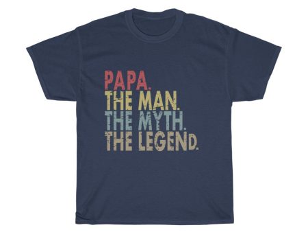 Papa The Man The Myth The Legend men tshirt tops, short sleeve cotton man tee shirt t-shirt, small - large plus size Cheap