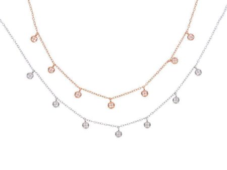 925 Sterling silver pave cz tiny cute drip drop choker necklace Hot on Sale