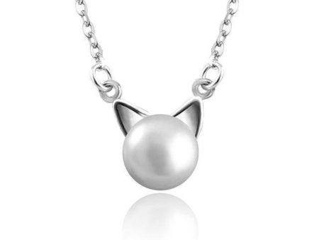 925 Sterling Silver overlay, Imitation Pearl Cat Necklace Online