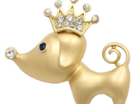 Cute Crown Dog Brooch With Rhinestone Online