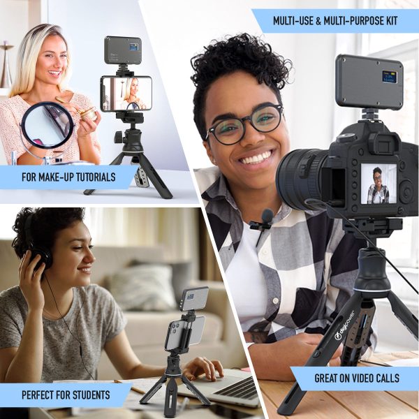 The Instructor - Professional Vlogging Kit (Includes Microphone, LED Light, Tripod & Phone Holder) Online Hot Sale