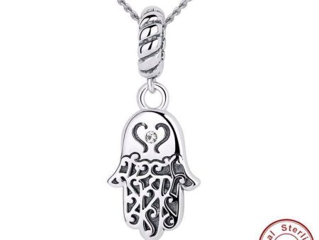 925 Sterling Silver Lucky Hamsa Pendant Necklace Women Fine Jewelry Supply