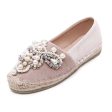 Spring Faux Pearl loafers Rhinestone hemp straw flat For Cheap