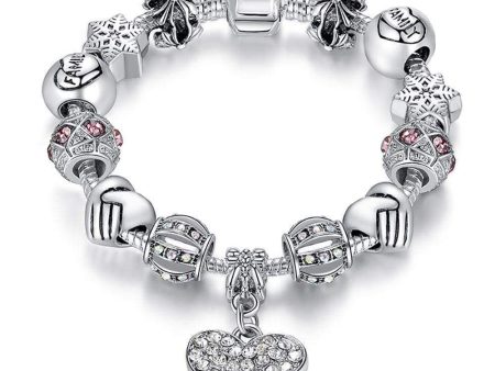 5 Styles, Silver Crystal Charm Bracelet Discount