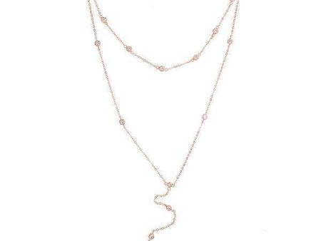 925 sterling silver chain double layer With AAA Cubic Zirconia Y choker necklace on Sale