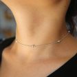 5 Bezel CZ 925 Sterling Silver 33+7cm Choker Necklace Chain For Discount